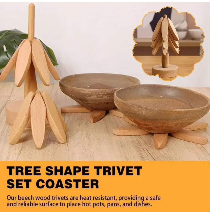 Wooden Tree Trivet Set