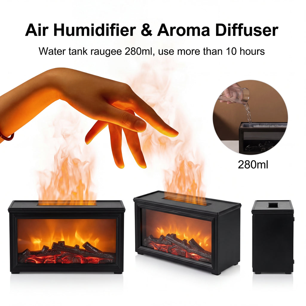 Aroma Air Humidifier Flame Fireplace